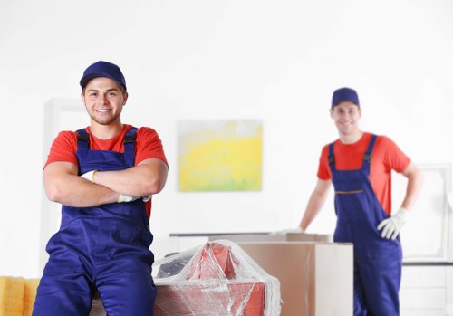 Storage facility staff sorting recyclable cardboard and packaging