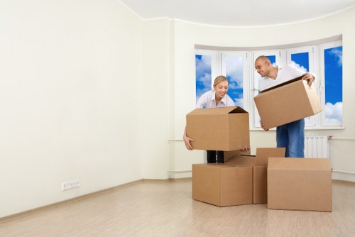 Boxes and household items stored in a secure Stjohns Storage unit